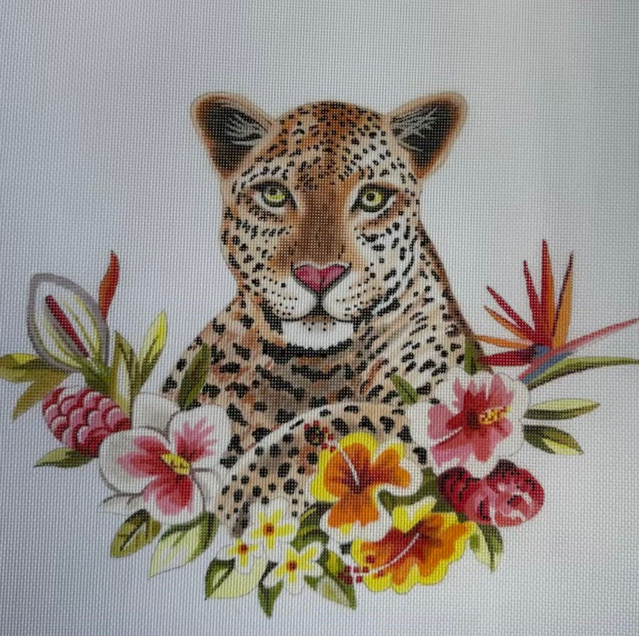 Leopard with Flowers