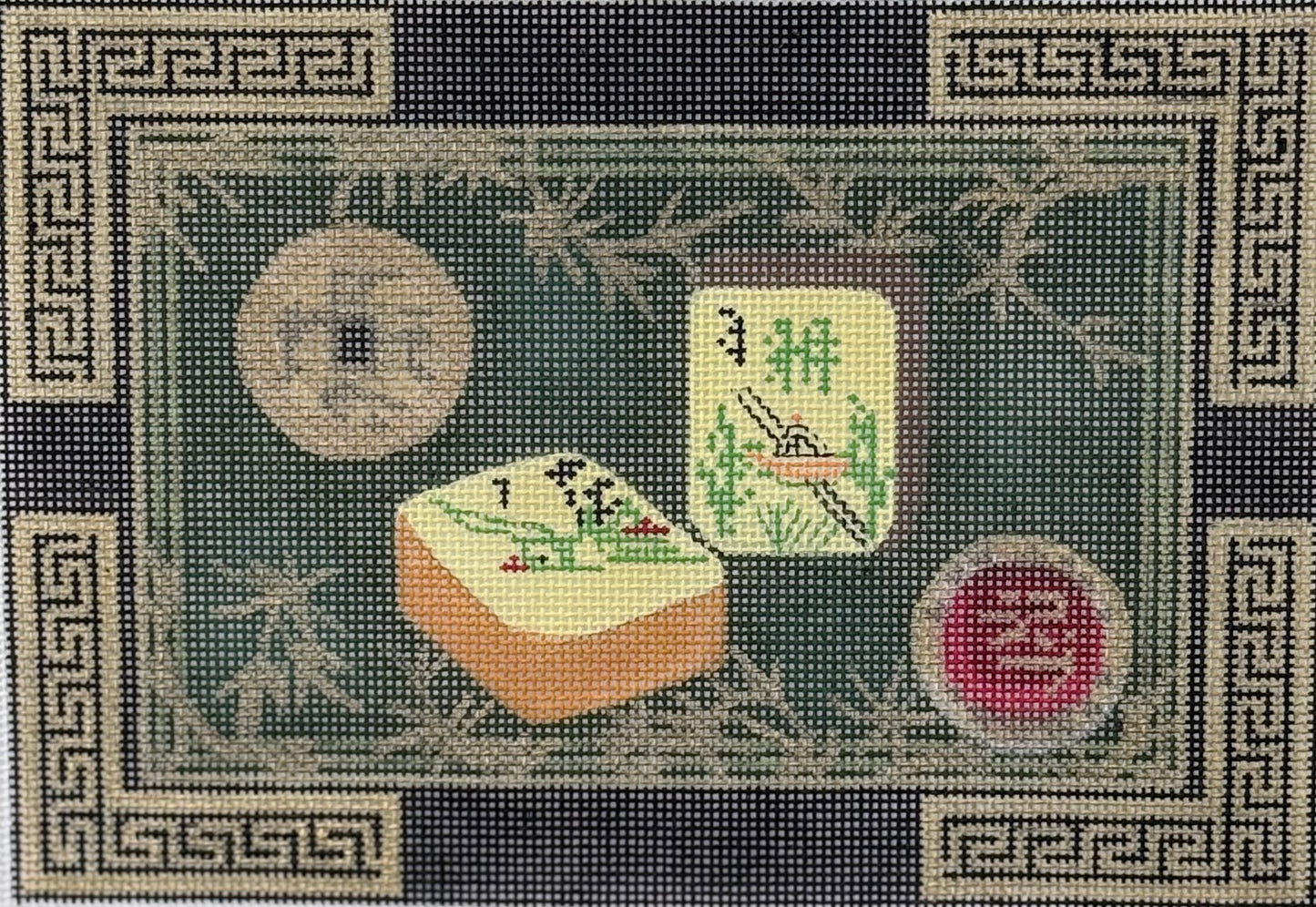 Mahjong Bag with Tiles and Coin in Black