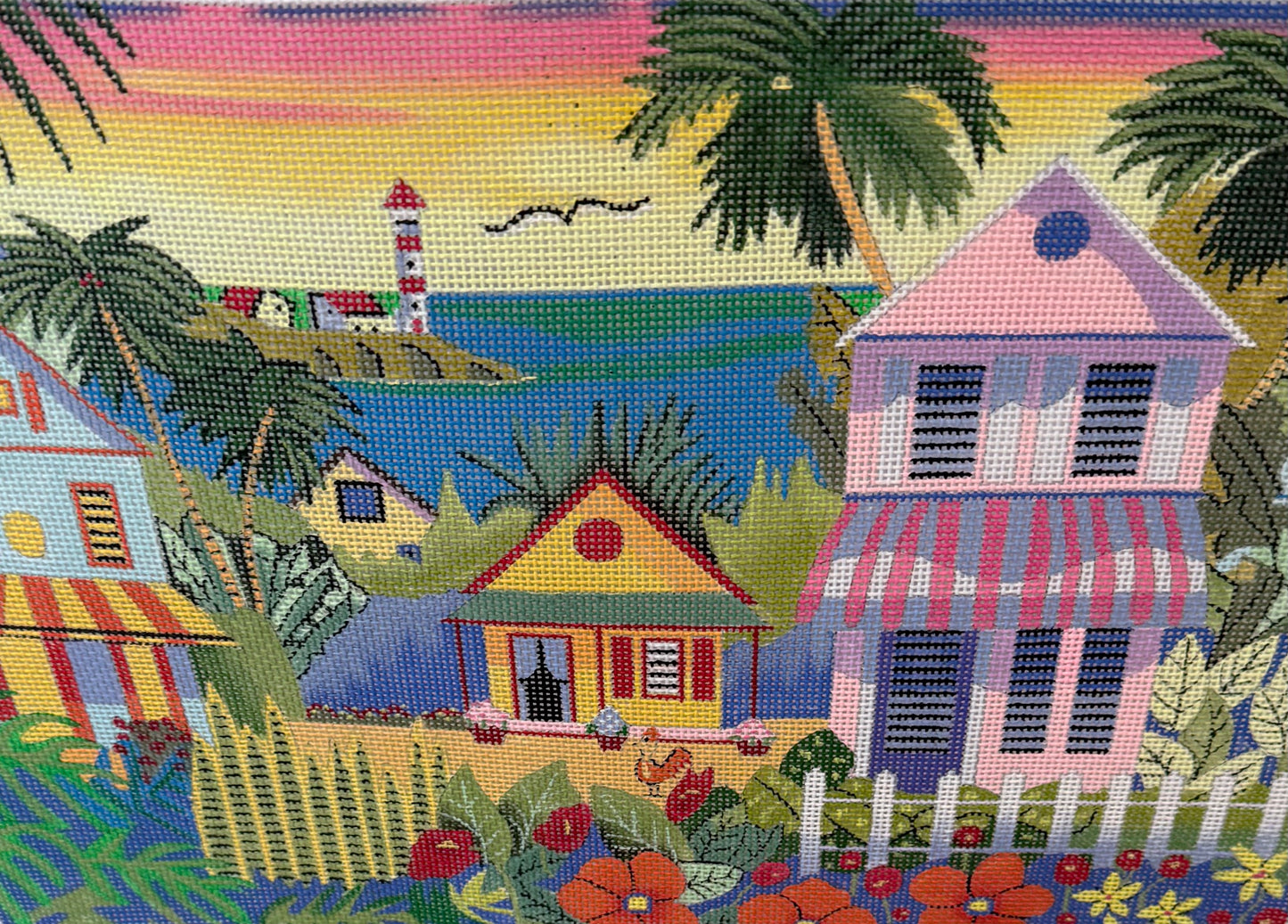 Beach Houses with Flowers and Trees