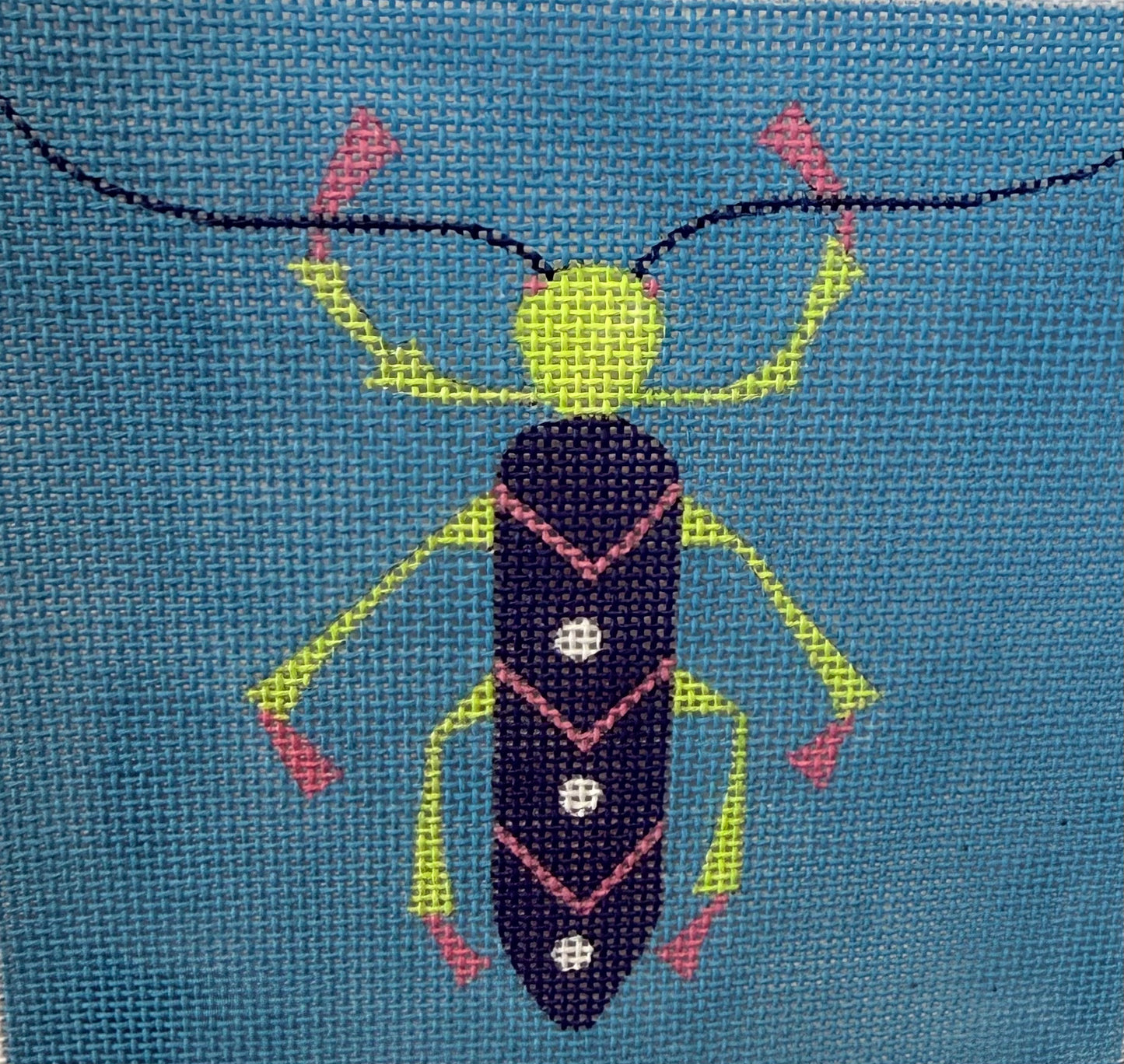 Geometric Bug on Blue Background