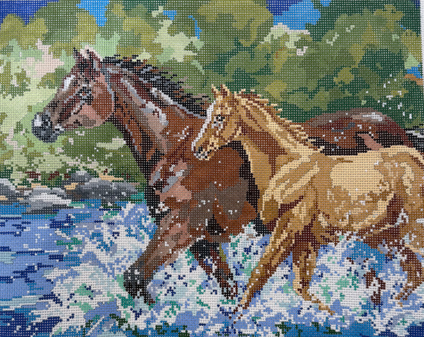 Horses Crossing Water