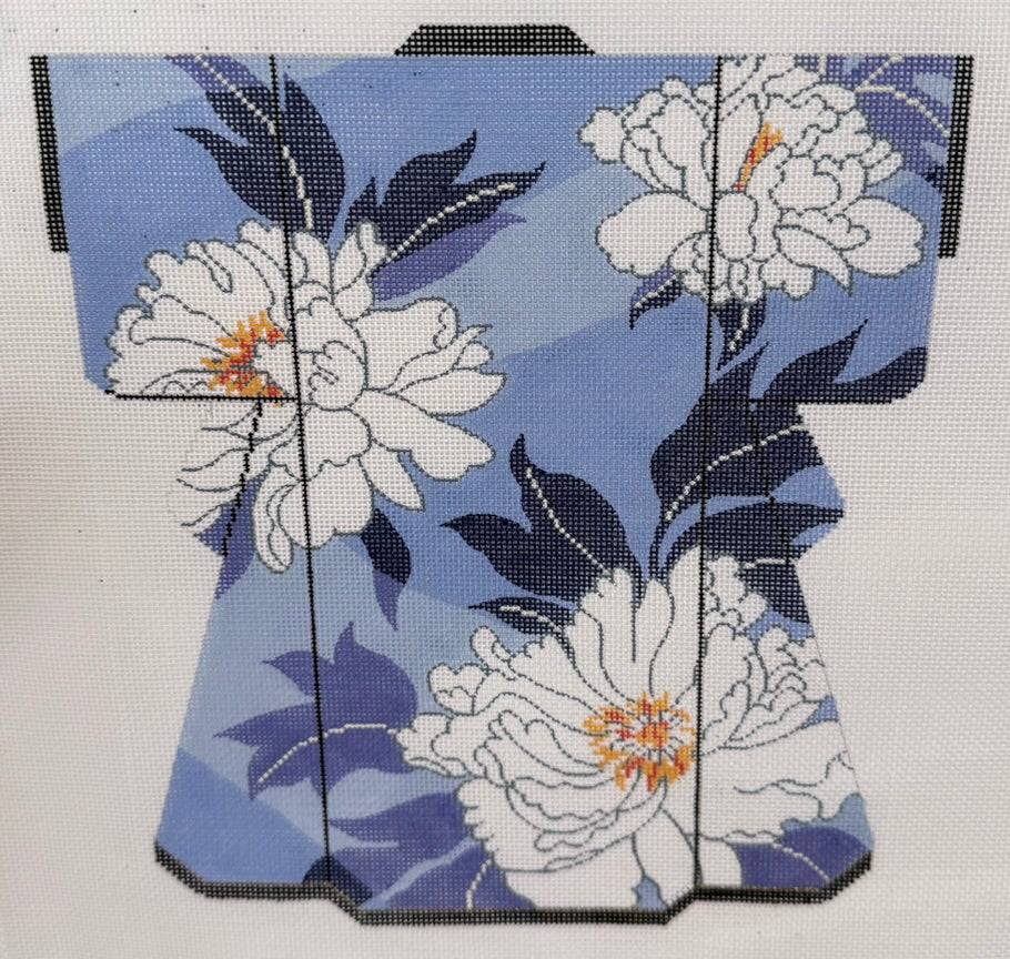 Blue and White Flower Kimono