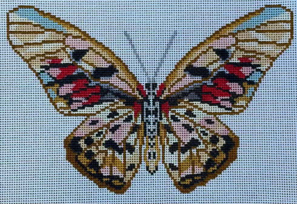 Butterfly in Gold, Black, Red and Pink