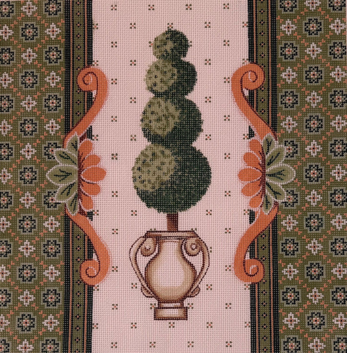 Topiary in Planter on Green and White Background