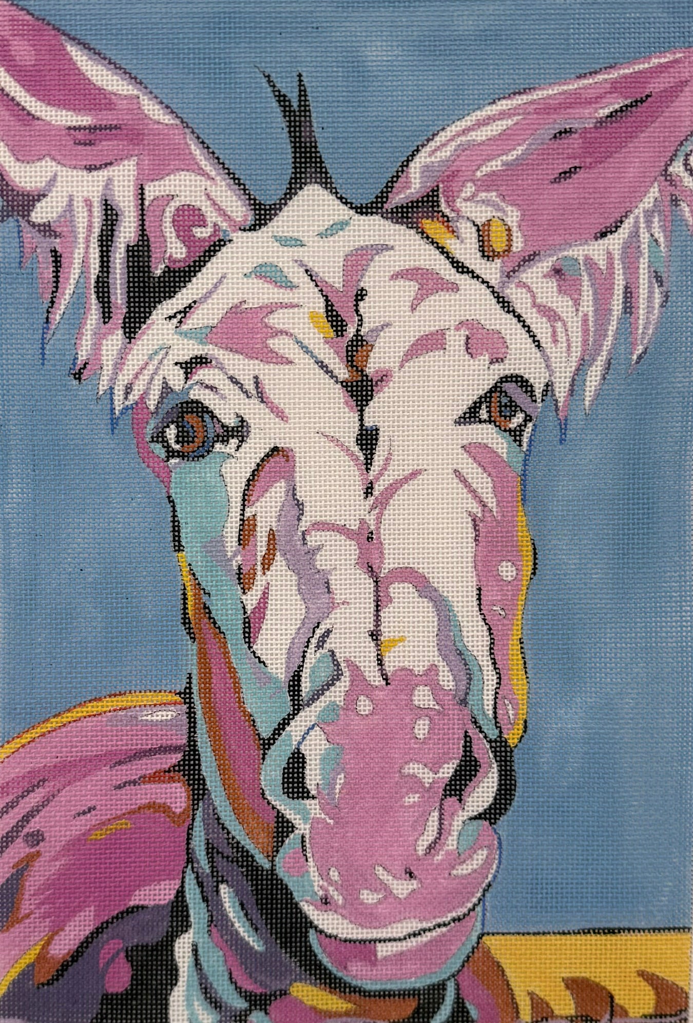 Colorful Donkey on Blue Background