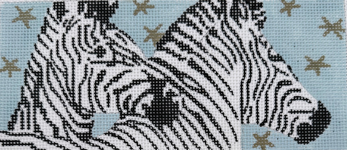 Zebras on Blue Background with Gold Stars