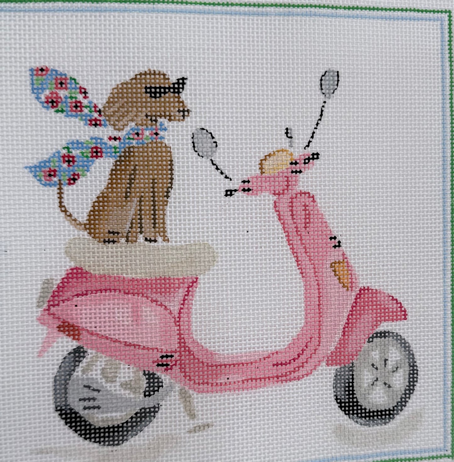Fancy Dog on a Pink Vespa