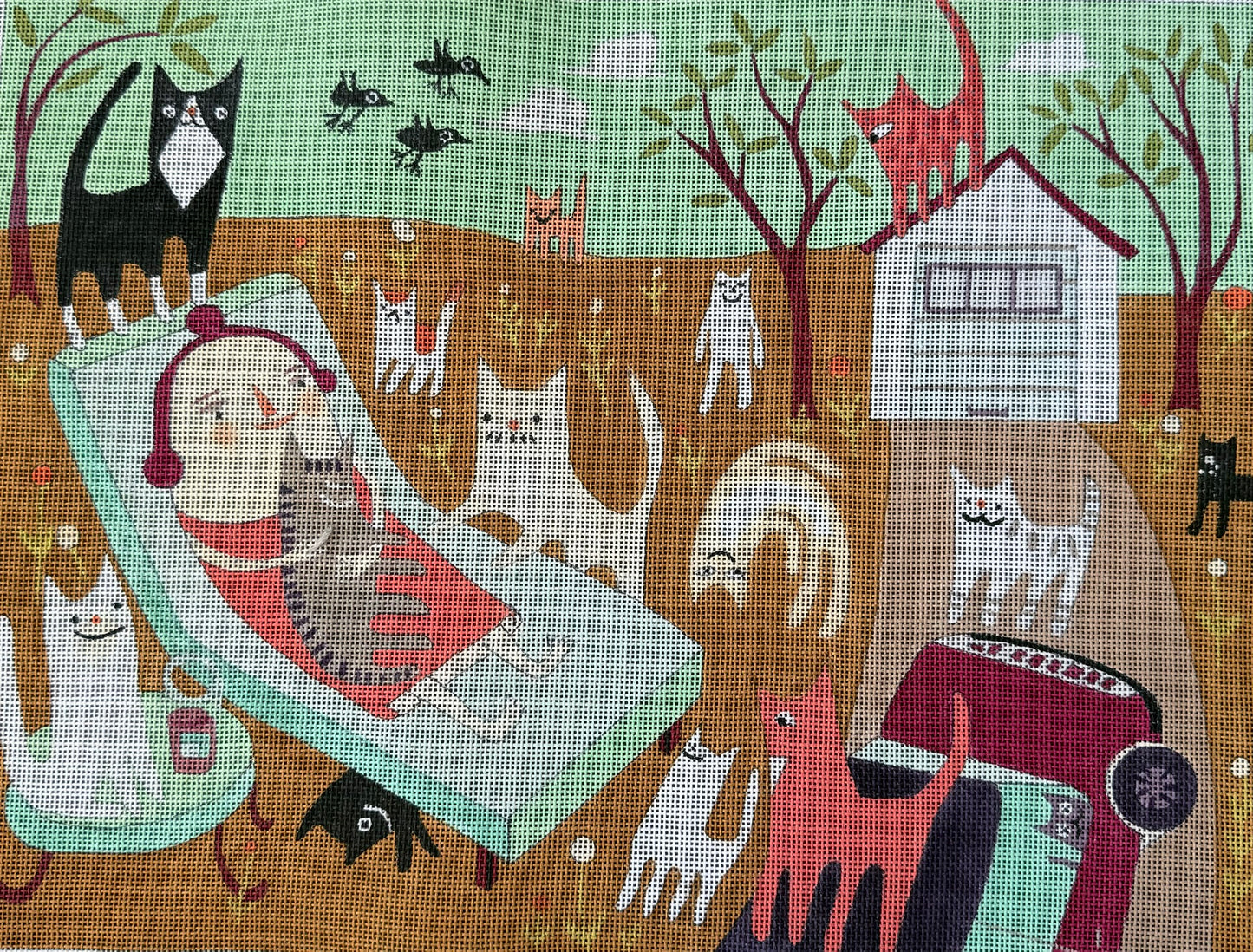Cat Lady on Lounge Chair