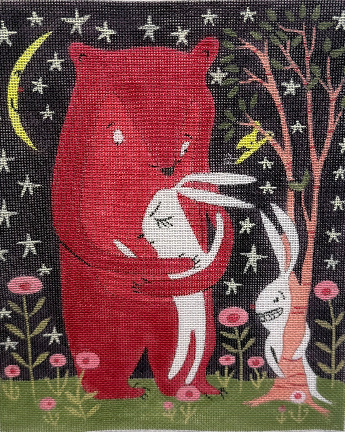 Bear and Bunny Hugging in the Woods