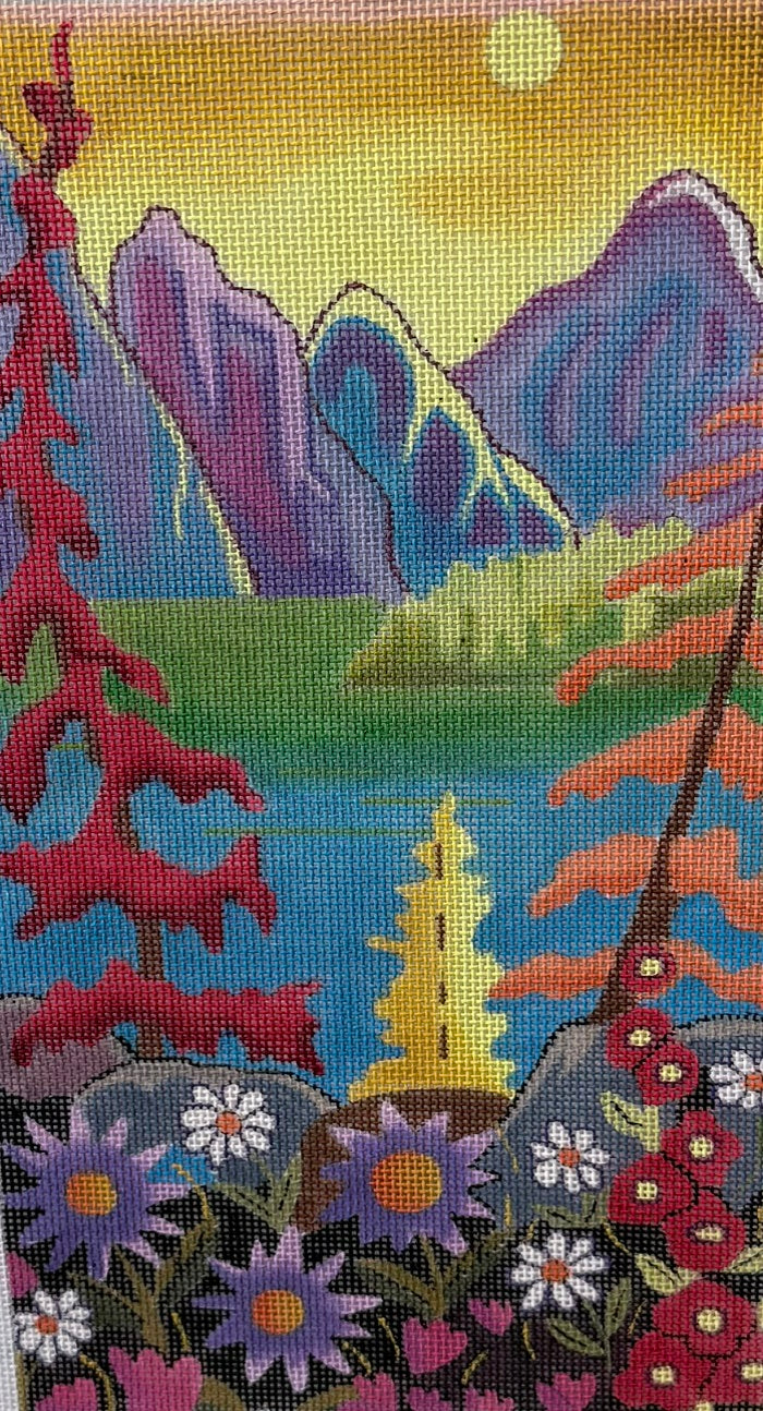 Abstract Mountain and Lake Scene