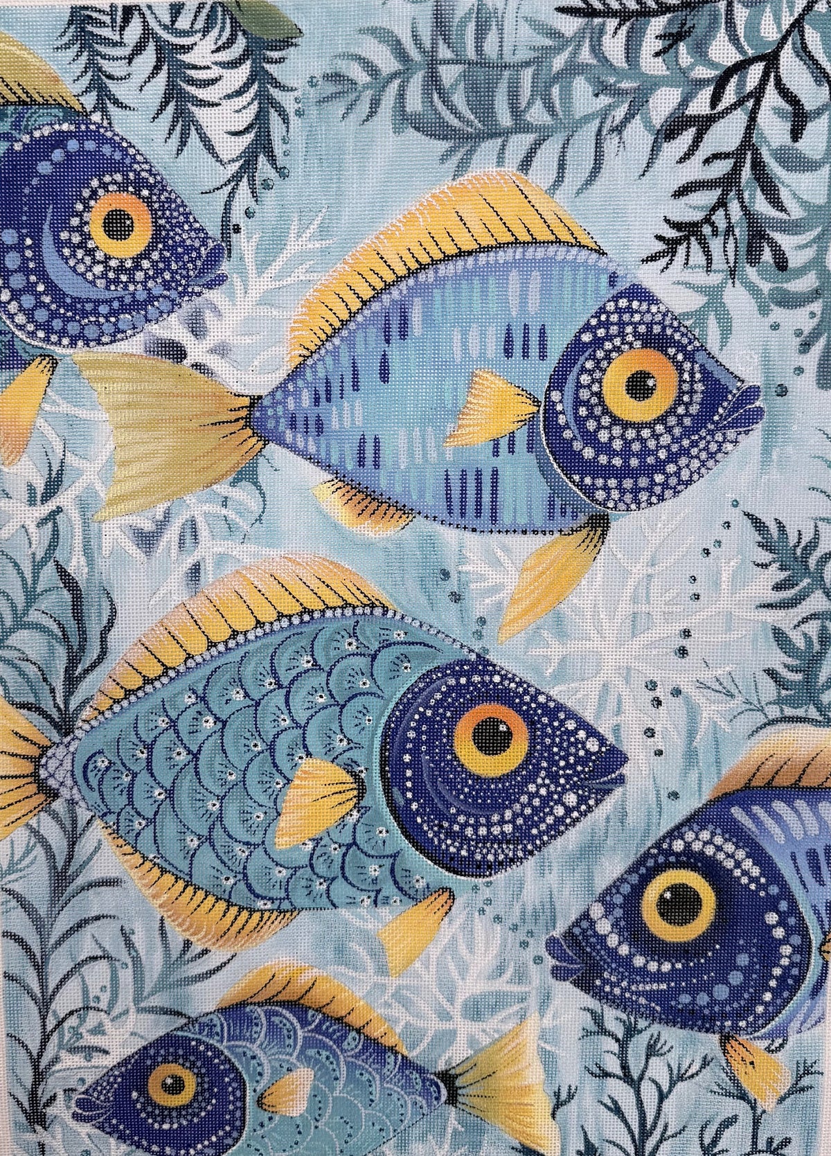 Bright Blue and Yellow Fish with Coral