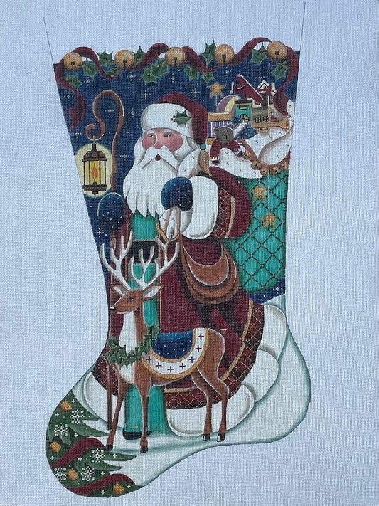 Teal Santa Stocking