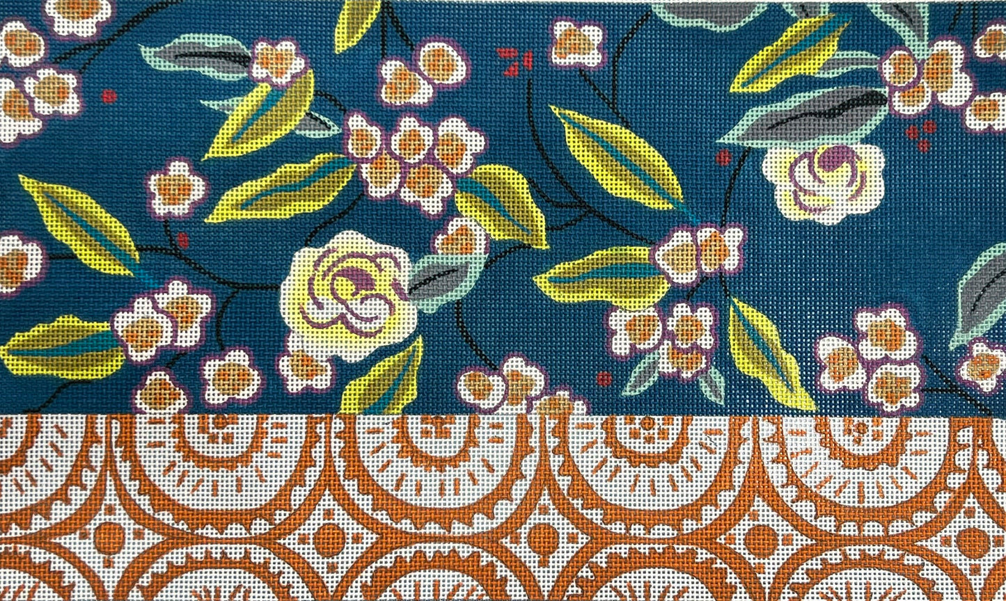 Blue Floral Meets Orange Paisley