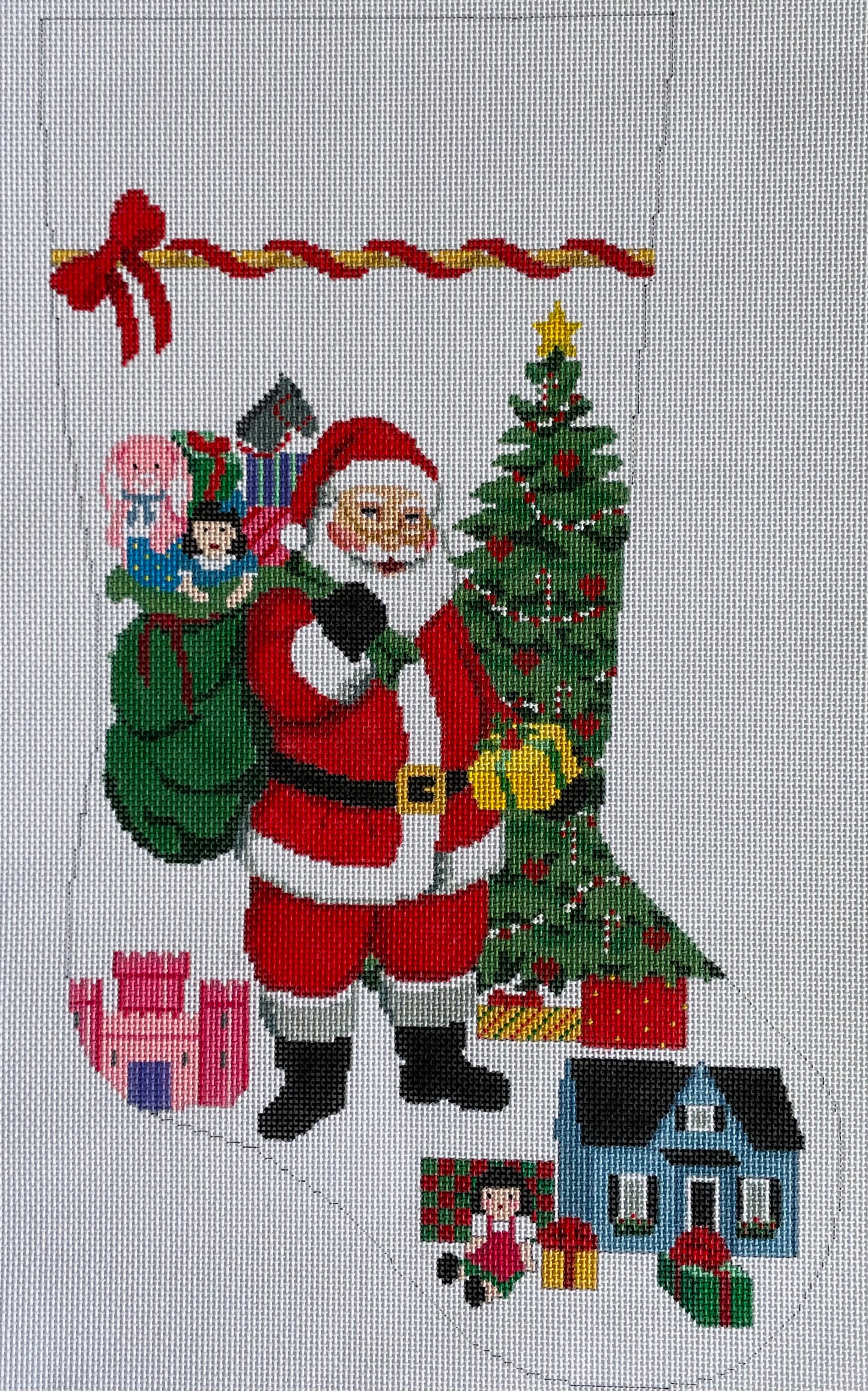 Santa Stocking with Pink Castle Gift