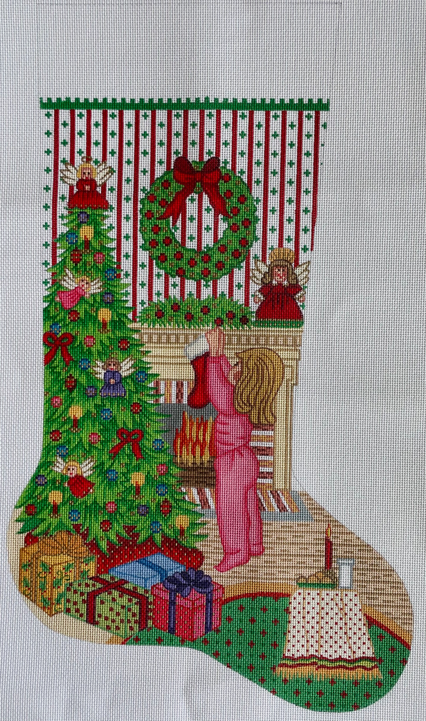 Little Girl Hanging Stocking