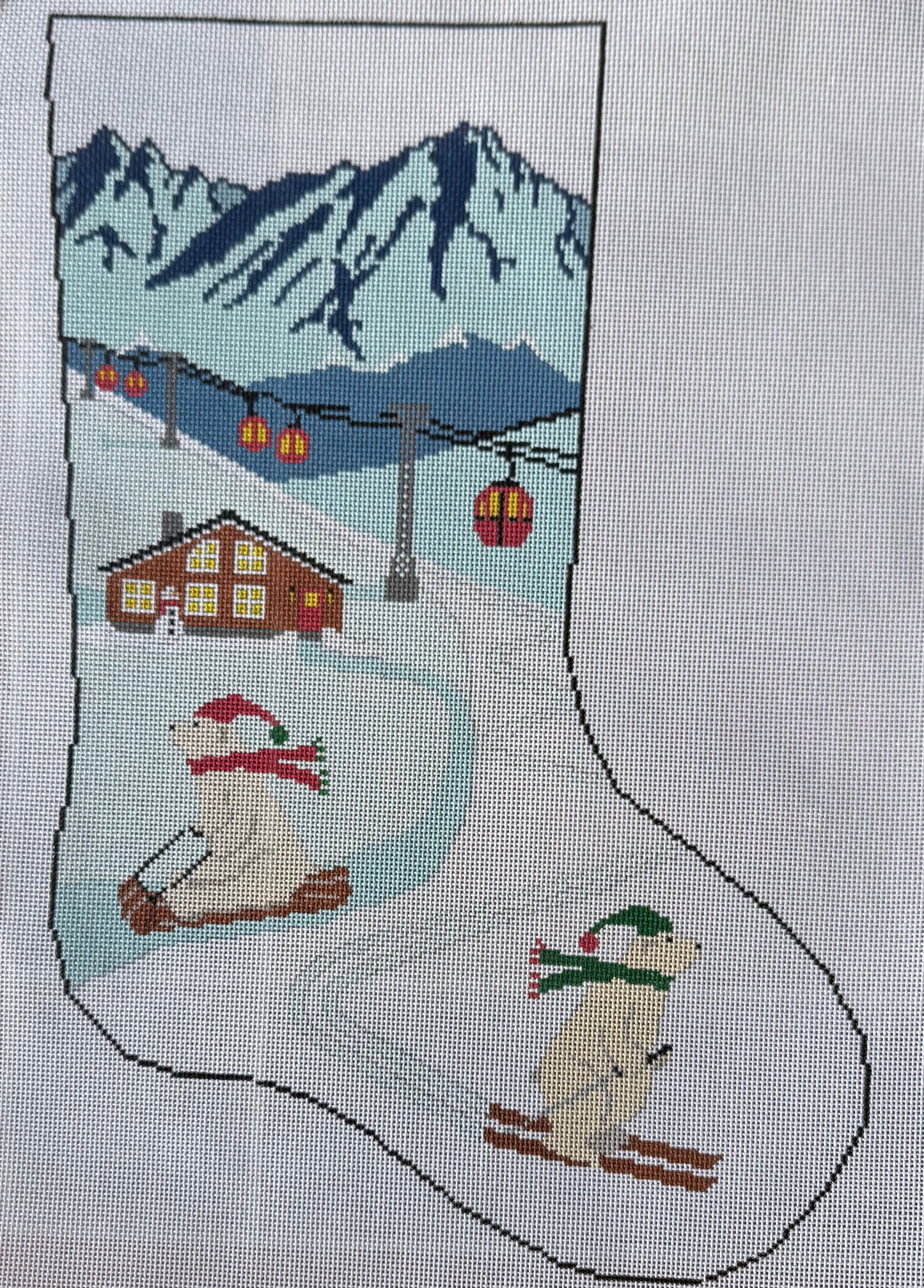 Skiing Polar Bears Stocking