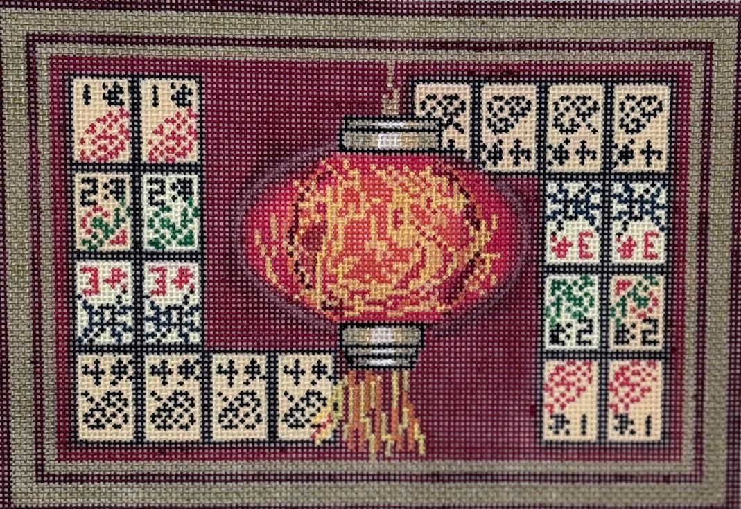 Mah Jong Bag with Tiles and Red Lantern