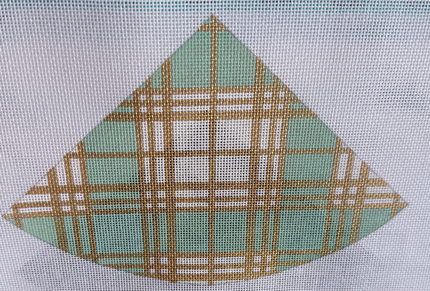 Cone Ornament in Green and Gold Plaid