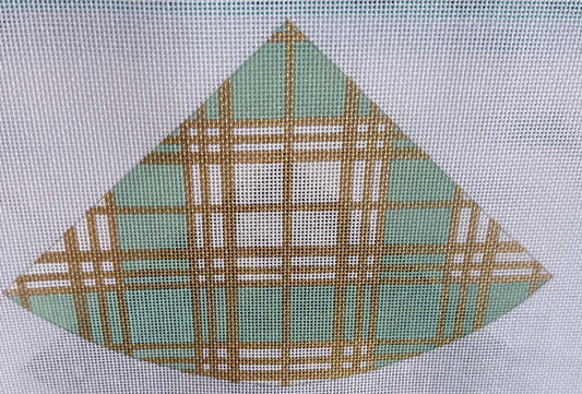 Cone Ornament in Green and Gold Plaid