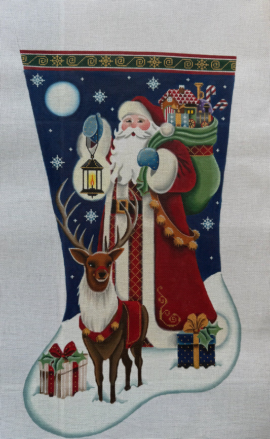 Santa Stocking with Reindeer and Sack