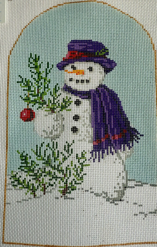 Snowman with Purple Scarf