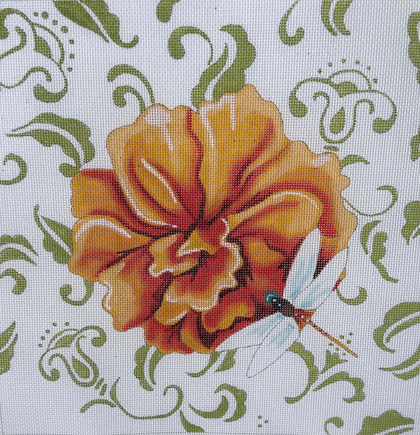 Orange Flower with Dragonfly