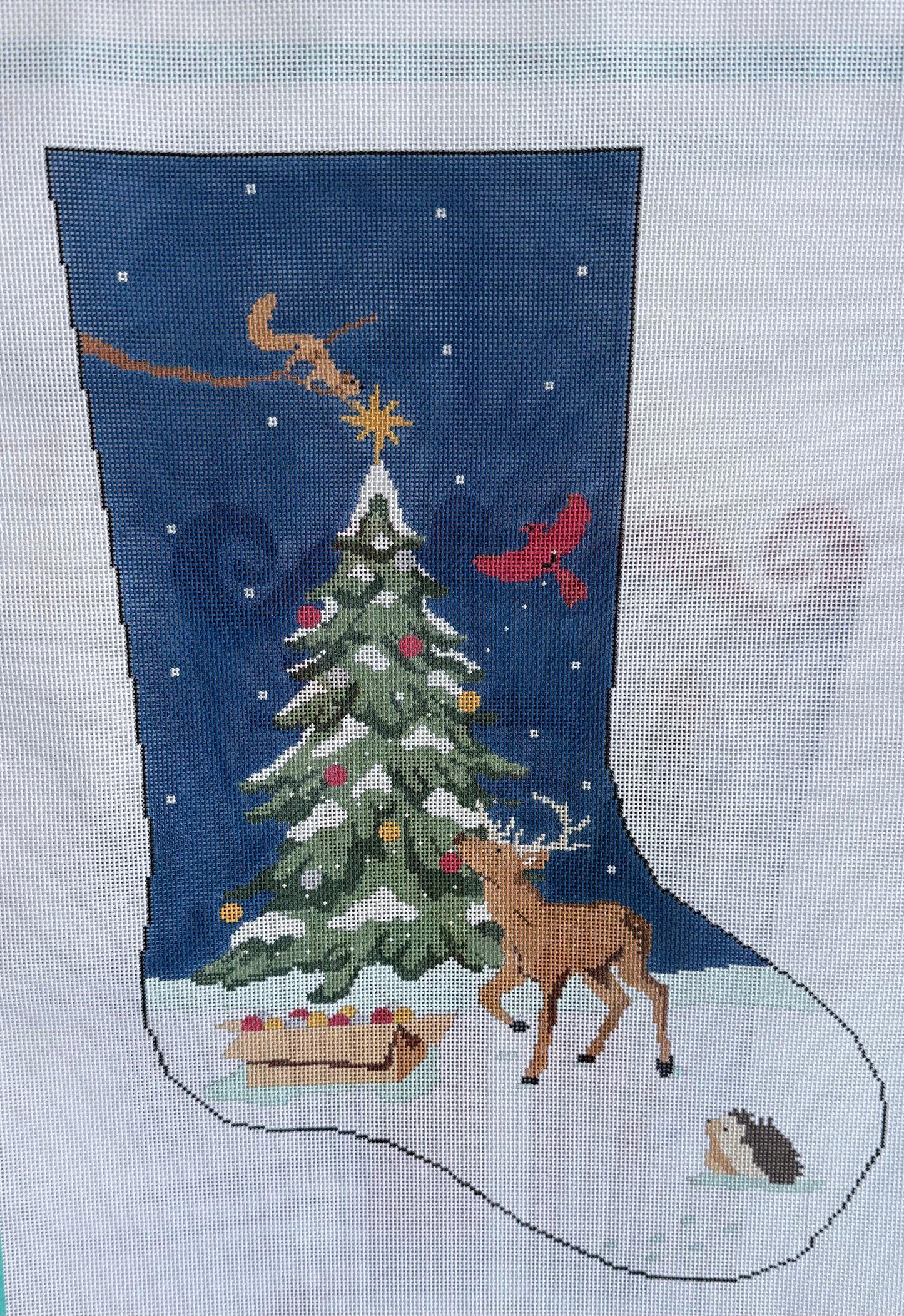 Reindeer and Christmas Tree Stocking