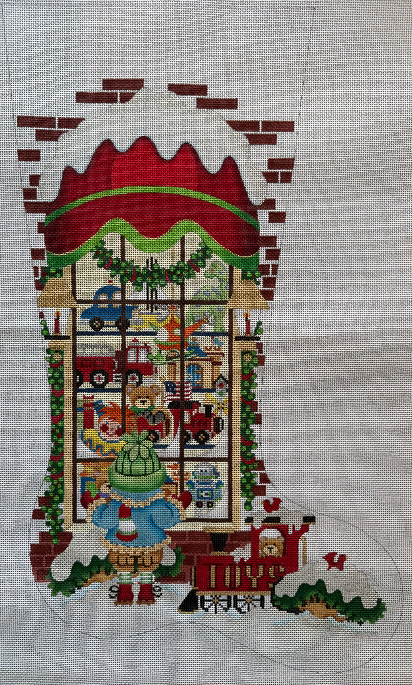 Toy Store Window Christmas Stocking
