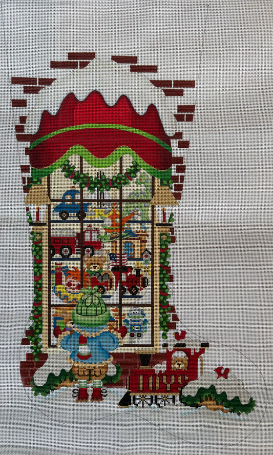 Toy Store Window Christmas Stocking