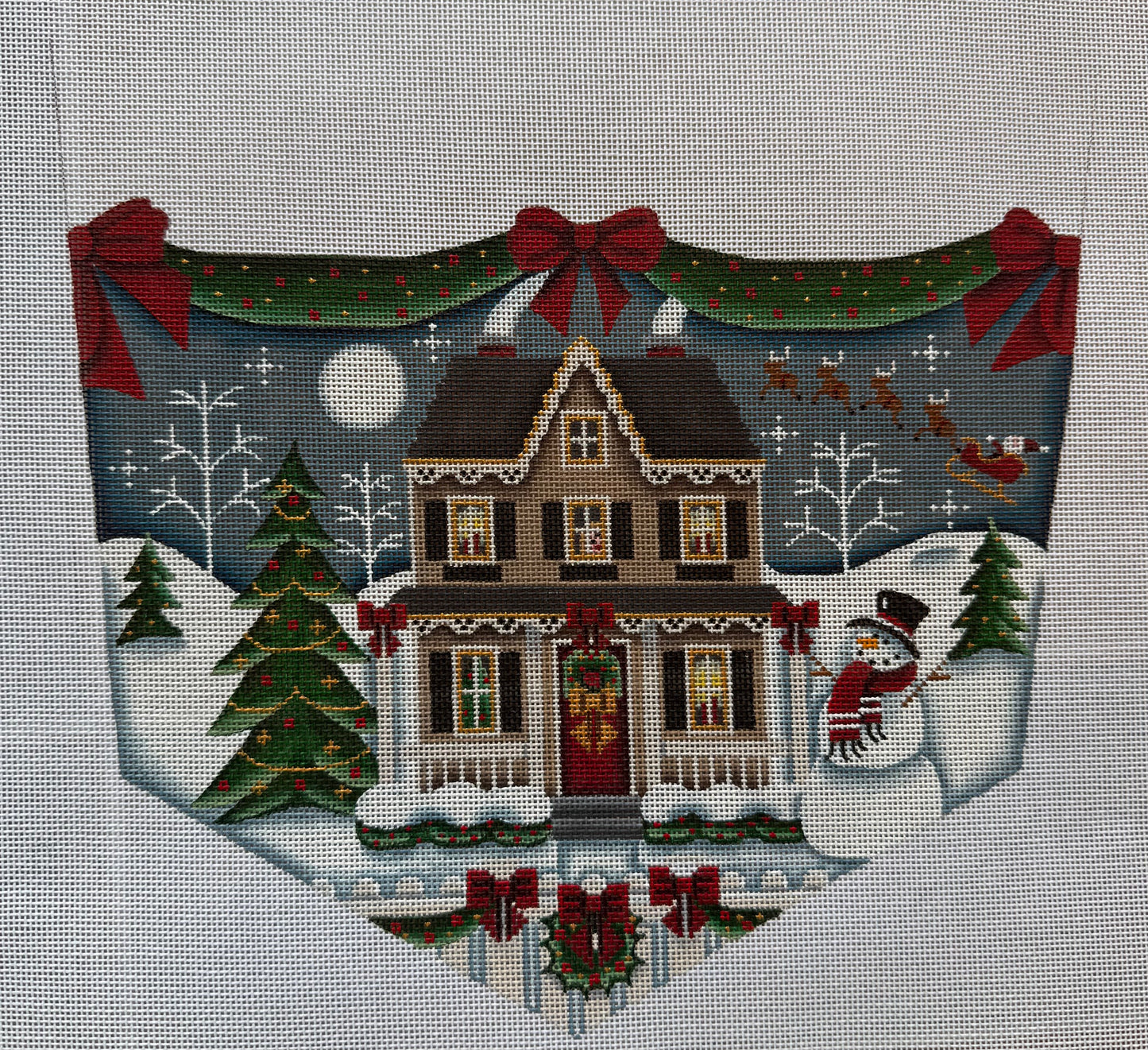 Christmas House with Snowman