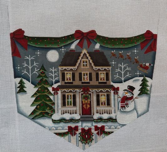 Christmas House with Snowman