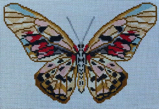 Butterfly in Gold, Black, Red and Pink