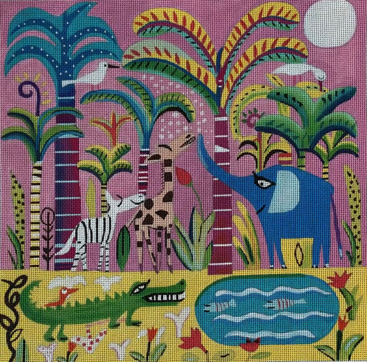 Colorful Abstract Jungle Scene