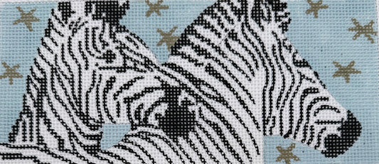Zebras on Blue Background with Gold Stars