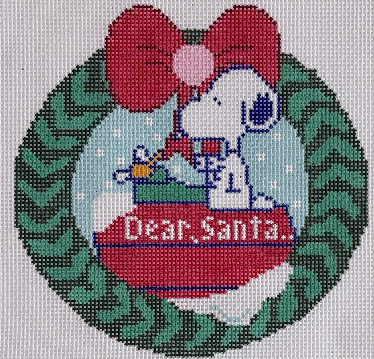 Dear Santa Typing Snoopy Wreath