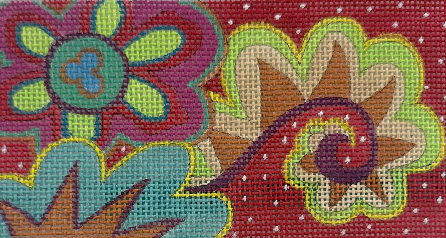 Eyeglass Case with Abstract Flowers and Swirls