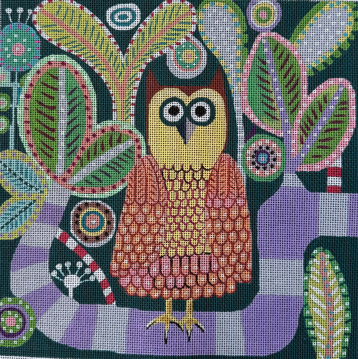 Colorful Owl with Flowers
