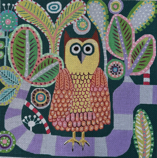 Colorful Owl with Flowers