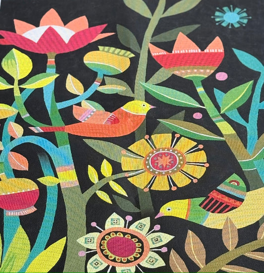 Brightly Colored Flowers and Birds Rug