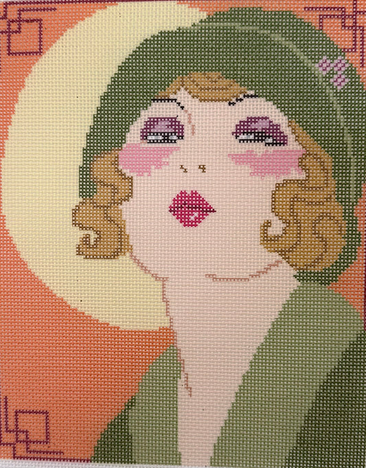1920s Woman in Green Hat