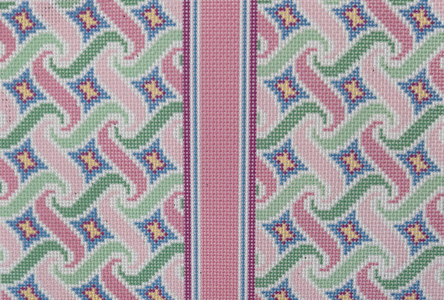 Geometric Clutch in Pastels with Pink Stripe