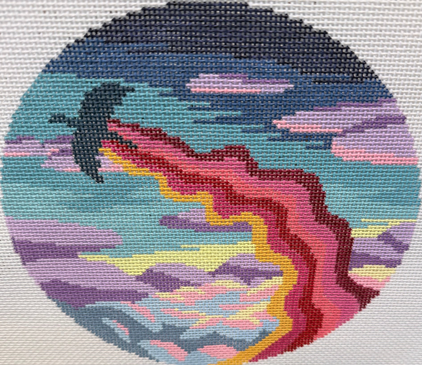 Bird Flying through Colorful Sky