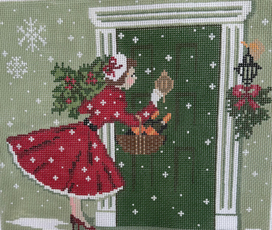 Christmas Lady Delivering Champagne