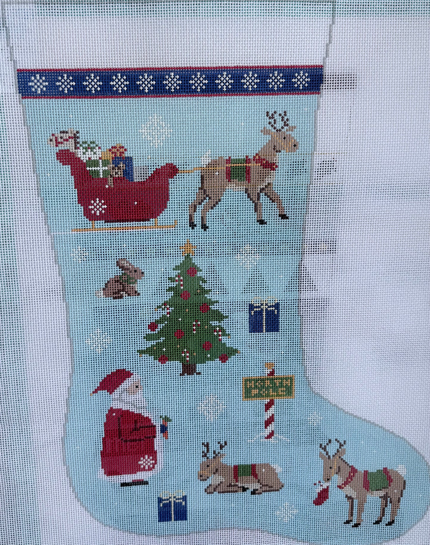 Stocking with Santa, Reindeer and Sleigh