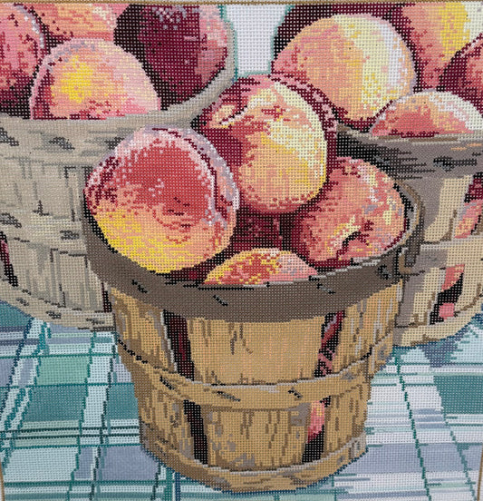 Fresh Peaches in Wooden Baskets