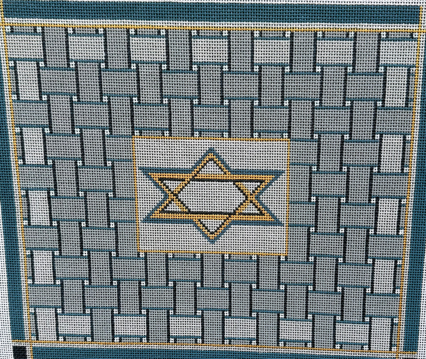 Tallis Bag with Star of David and Blue and Gold Geometric Shapes