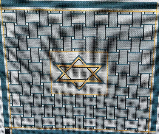 Tallis Bag with Star of David and Blue and Gold Geometric Shapes