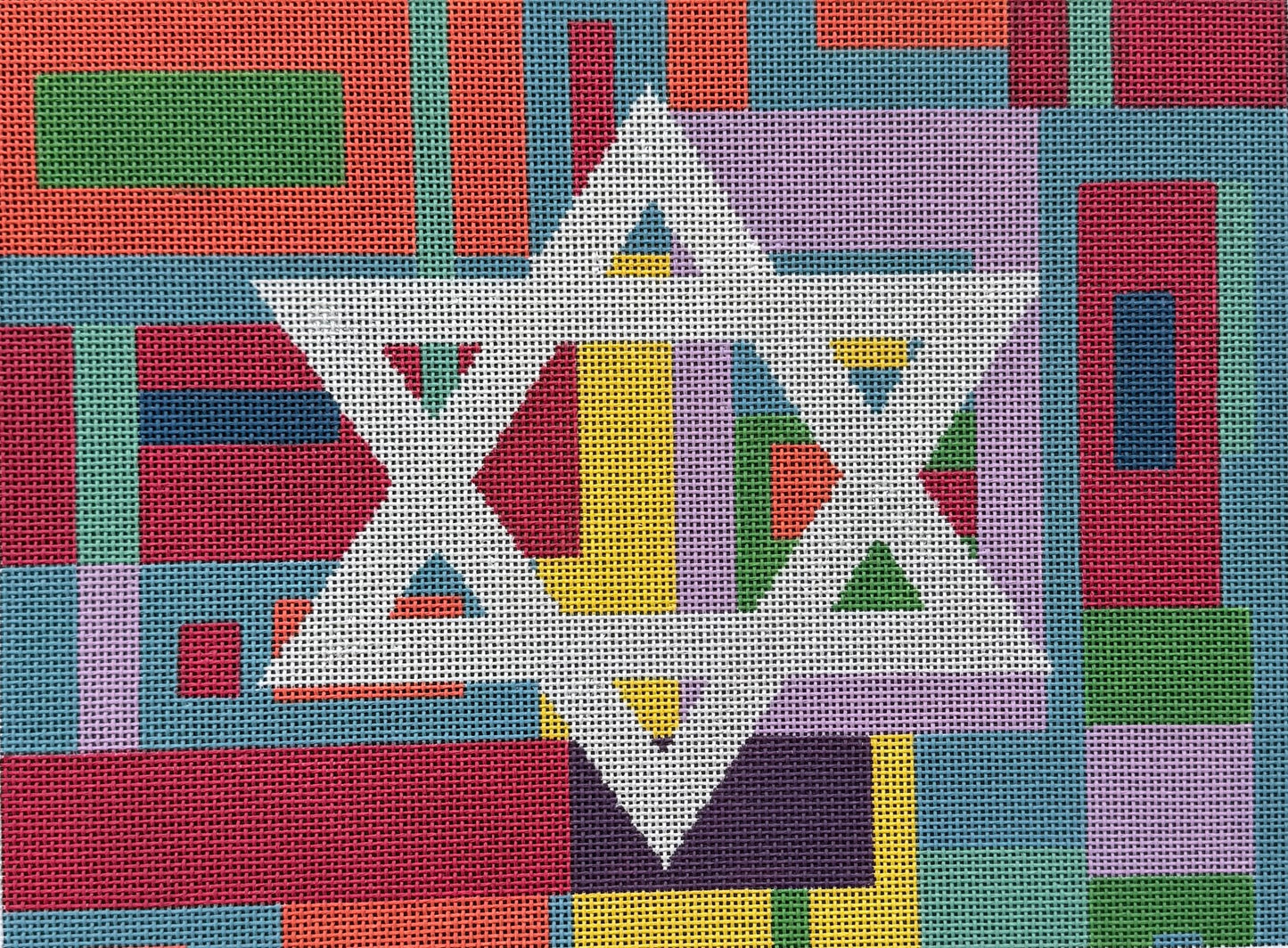 Tallis Bag in Bright Primary Colors with Geometric Shapes and Star of David