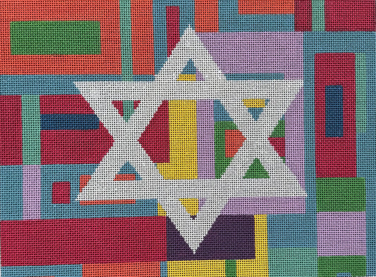 Tallis Bag in Bright Primary Colors with Geometric Shapes and Star of David