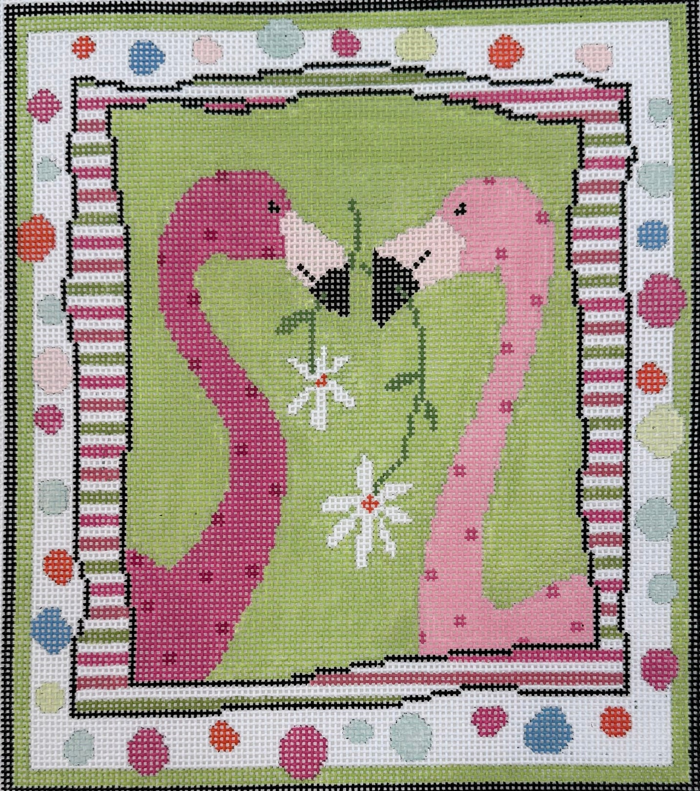 Two Flamingoes with Daisies
